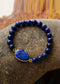 Boho Bracelet, Stretchy Bracelet, Blue Lapis Luzuli and Black Agate